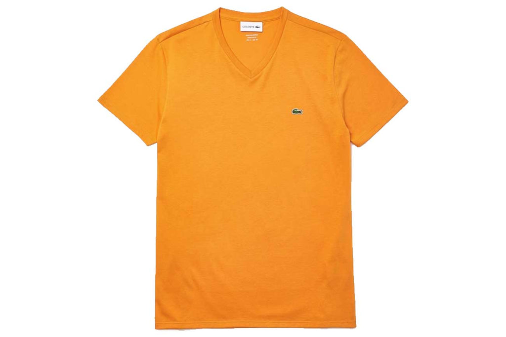 Men's V-neck Pima Cotton Jersey T-shirt, Orange