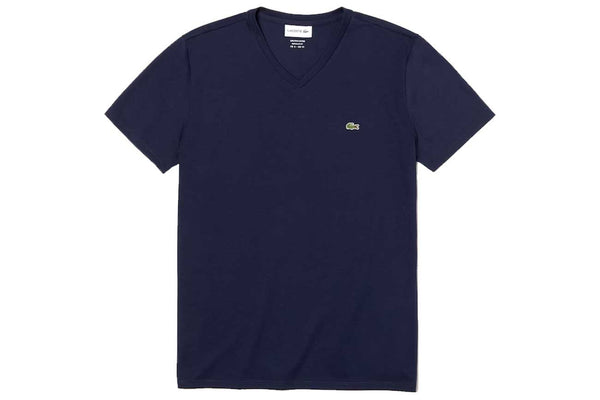 Men's V-neck Pima Cotton Jersey T-shirt, Dark Navy