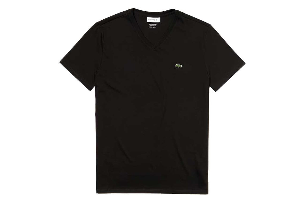 Men's V-neck Pima Cotton Jersey T-shirt, Black