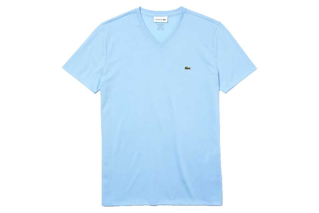 Men's V-neck Pima Cotton Jersey T-shirt, Sky Blue