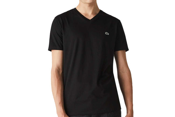 Men's V-neck Pima Cotton Jersey T-shirt, Black