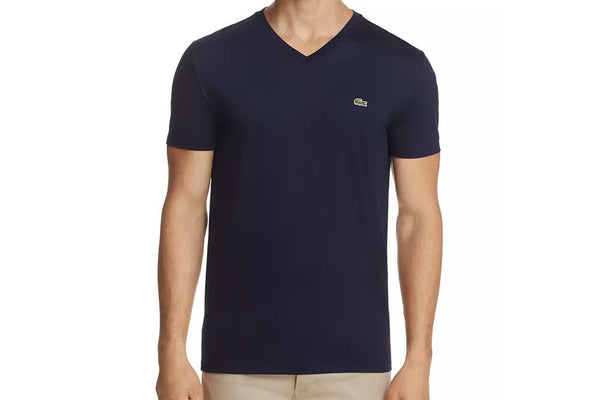 Men's V-neck Pima Cotton Jersey T-shirt, Dark Navy