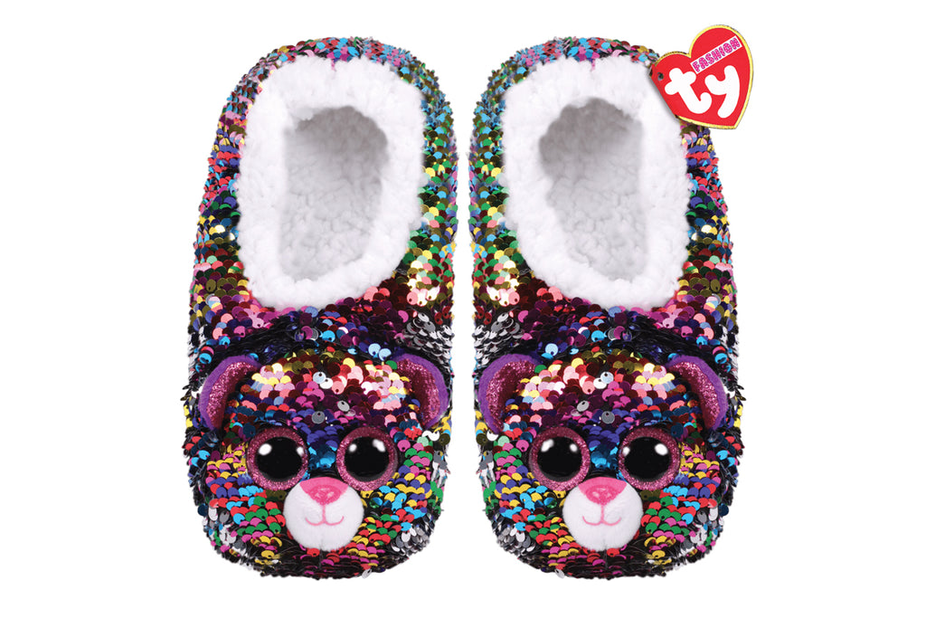 Dotty Leopard Reversible Sequin Slippers