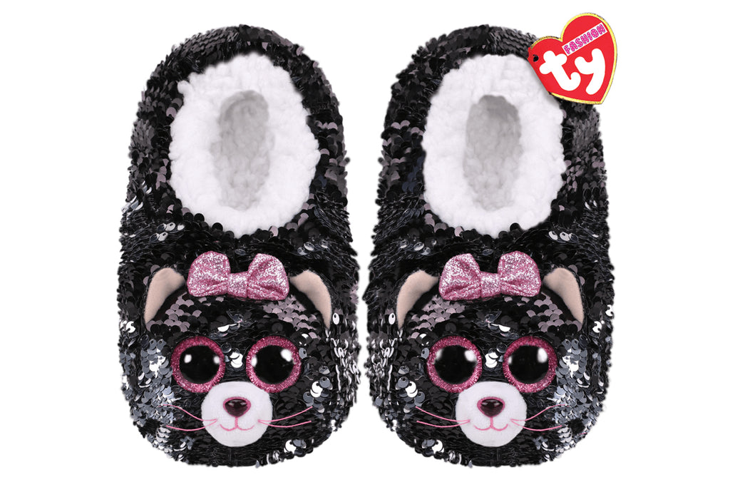 Kiki Cat Reversible Sequin Slippers