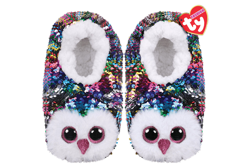 Owen Owl Reversible Sequin Slippers