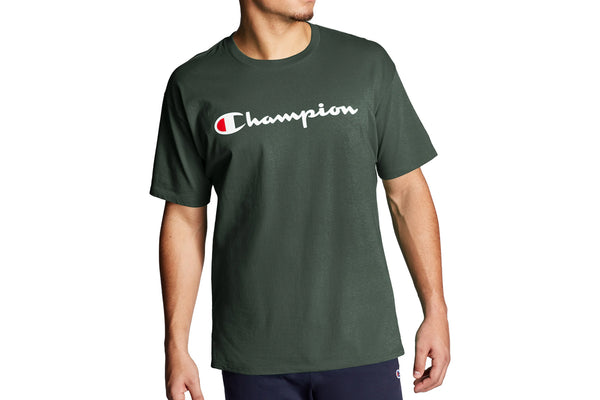 Men's Dark Green Classic Jersey Tee, Script Logo