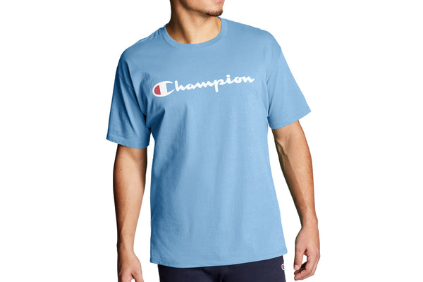 Men's Swiss Blue Classic Jersey Tee, Script Logo